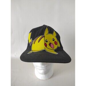 SNAP BACK FLAT BILL BLACK BALL CAP POKÉMON PIKACHU Youth One Size Fits Most
